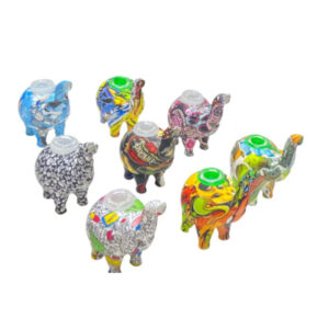 Silicone Hand Pipe With Glass Bowl - Elephant Design 4.5 Inches