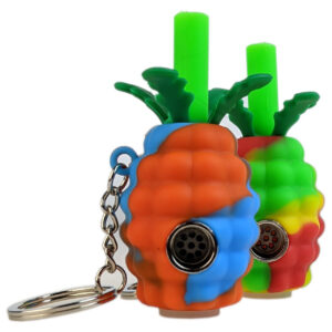 3" Silicone Pineapple Metal Bowl Hand Pipe Keychain