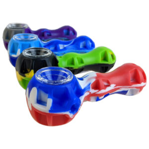 4.5" Silicone Assorted Mixed Color Hand Pipe - with Metal Poker