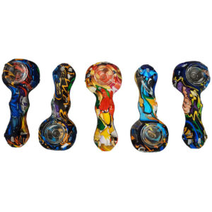 4.5" Silicone Water Trasfer Print Spoon Hand Pipe with Pick