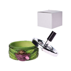 3.6" Assorted Design Resin Ash Tray With Push Down Top